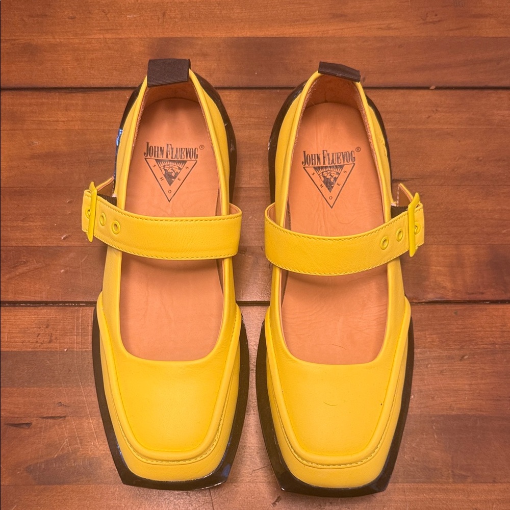 John Fluevog Future Angel Yellow Mary Jane Leather Shoes – Women’s 9 NWOT